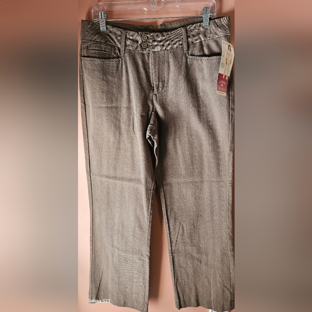 Riders By Lee Herringbone Mushroom Trouser Size 12m Women's Instantly Slim BNWT